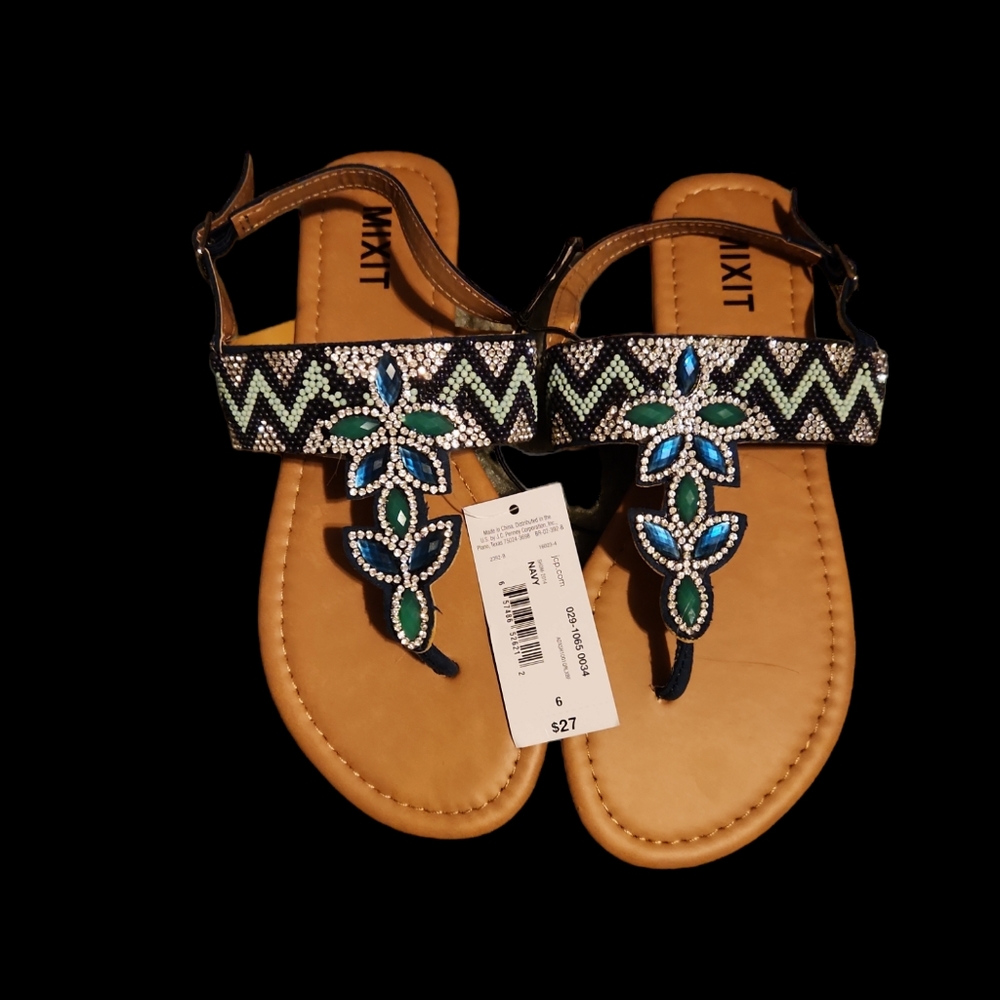 NWT Mixit sandals  beaded and beautiful! Sz 7